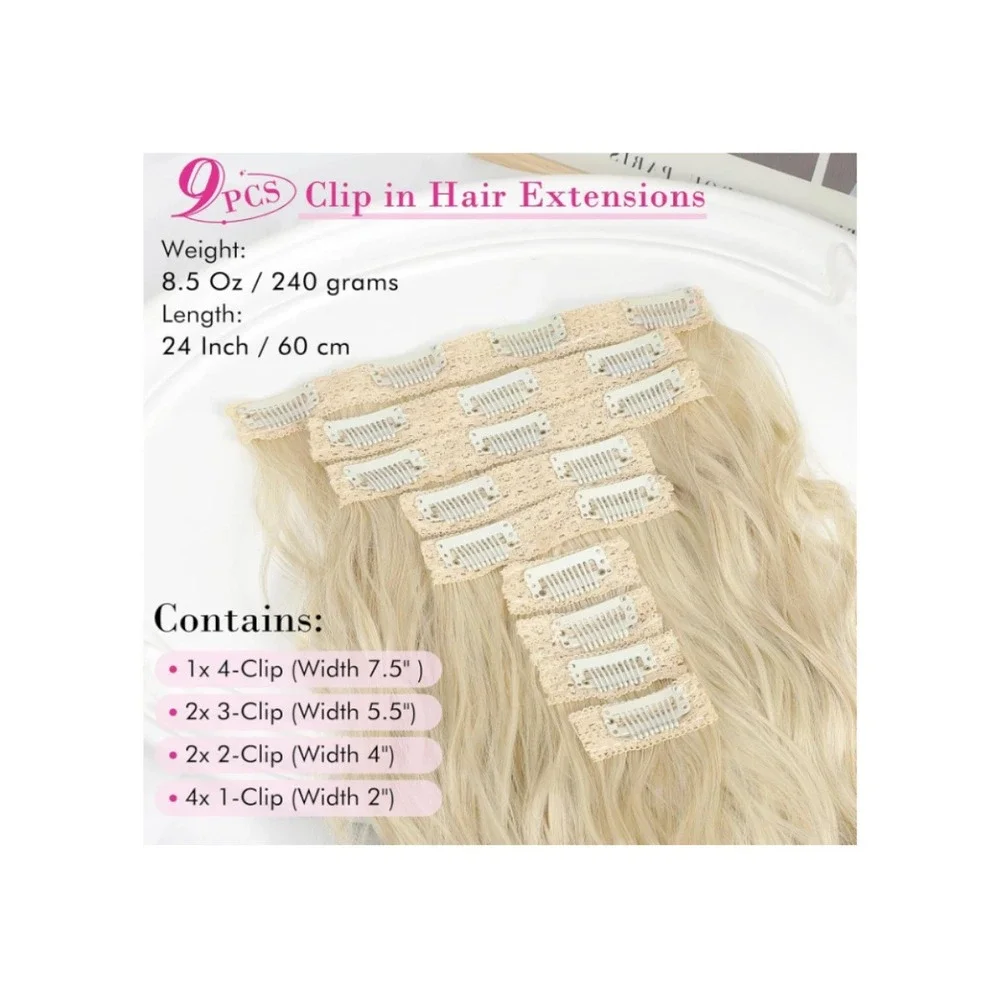Natural Blonde Clip in Hair Extensions 24